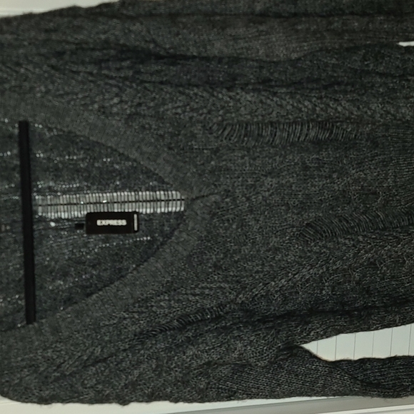 Never worn with tags- Dark Gray V neck sweater with 'torn/ripped' effect - Picture 4 of 4